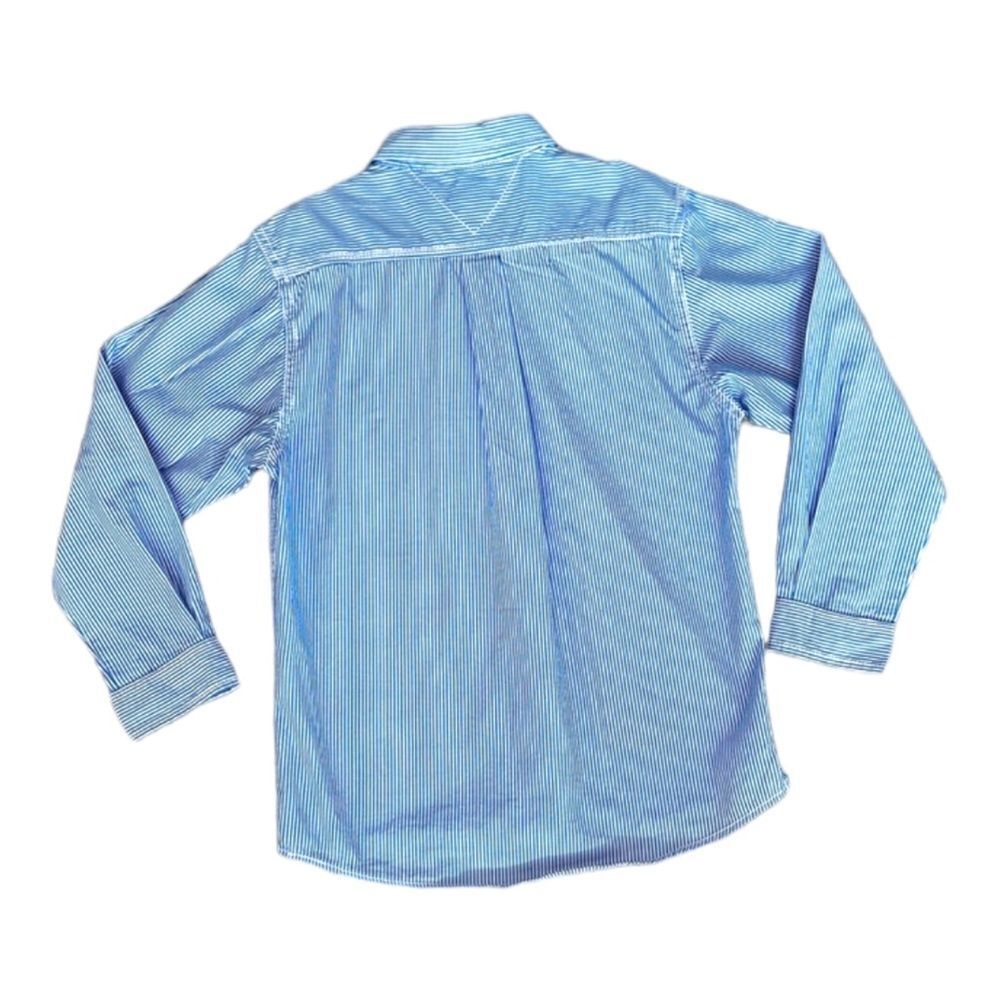 TOMMY HILFIGER Boys Blue Striped Button Down Shirt Size 7 - Picture 3 of 11
